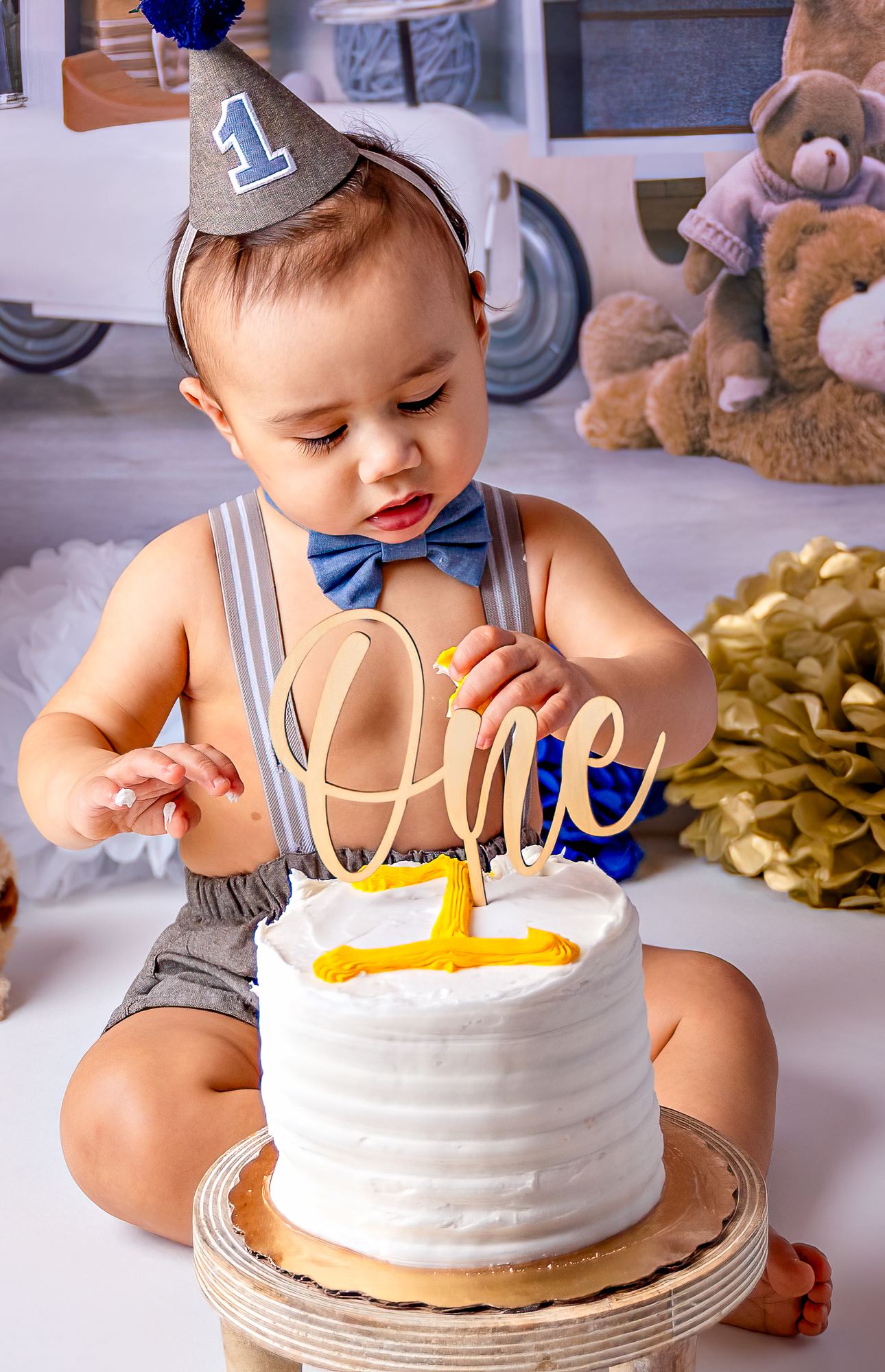 First birthday cake smash photography by Diane Custer
